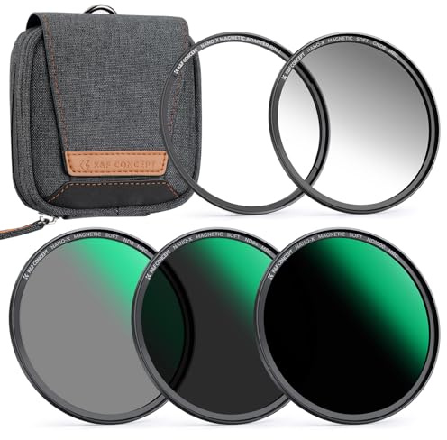 K&F CONCEPT A1 55mm Magnetic Filter Set System Quick Swap System | GND8,ND8,ND64,ND1000 mit Magnetischer Adapterring und Filtertasche,Optisches Glas,Nano-Beschichtung,Nano-Xcel,FU703