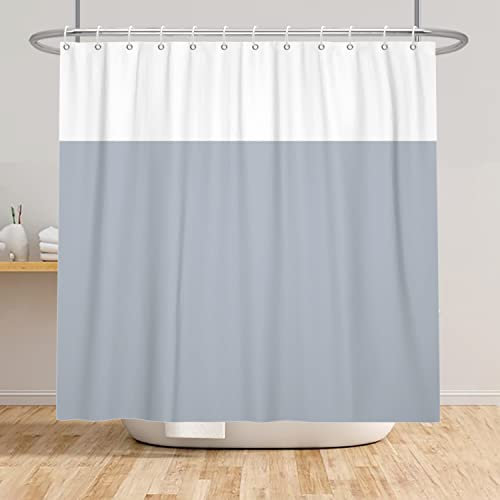 SDOTPMT 120x180cm Gris Blanco Bicolor Cortina de Baño Clásica Tradicional Minimalista Tema para Baño Poliéster con Ganchos