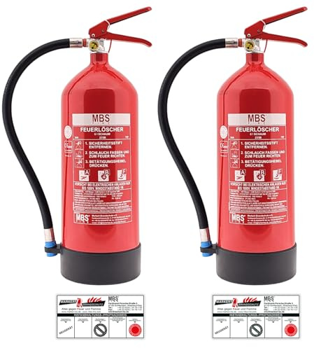 MBS FIRE - 2X ABF Fettbrand Feuerlöscher - 6 Liter - 10 LE für Fettbrände und Gastronomie - inkl. Prüfplakette