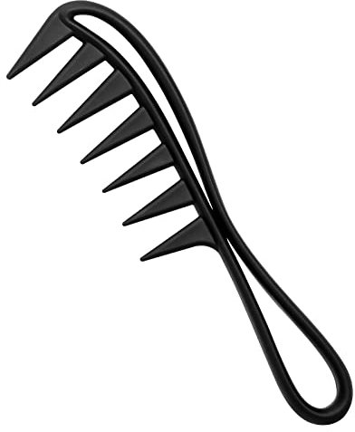 Sularpek Wide Tooth Shark Comb, Curly Hair Salon Barber Comb, for Wet Hair and Long Hair Detangling, for Different Types of Hair (Black)
