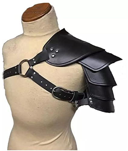 Mittelalterliche Steampunk-Schulterpanzer Retro Multi-Layer PU-Leder-Pauldrons Niet-Schulter-Pads Schulterpanzer, Für Bühnenaufführende Requisiten Cosplay Kostüm Zubehör