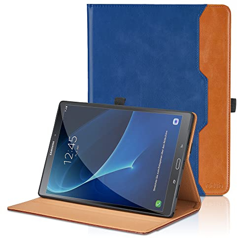 Coque pour Samsung Galaxy Tab A6 10.1 Pouces 2016 SM-T580/T585 PU Cuir Cover Tablette Housse de Protection Auto Réveil/Sommeil, Multi-Angle Flip Portefeuille Étui avec Fonction Support - Bleu