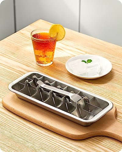Baffect Eiswürfelform Edelstahl für Lebensmittel, einfach freizugeben und multifunktional, mit Handschuhen für Gefrierschutz (18 Würfel)