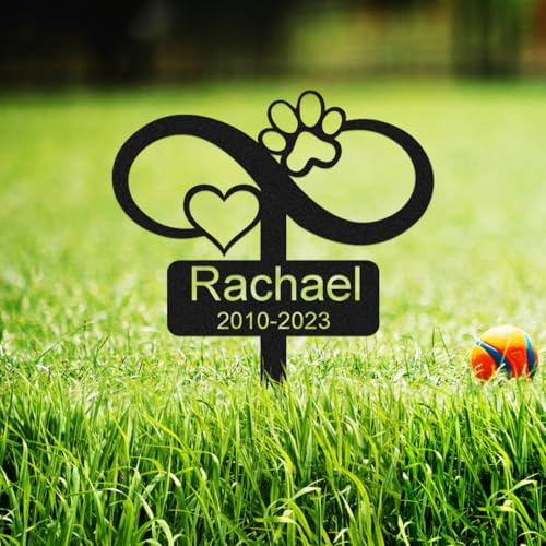 Custom Memorial Stake Grave Marker for Dogs Cats, Personalized Cat Dog Grave Marker Outdoor Pet Headstone, Customized Metal Heart Paw Memorial Dog Plaque Burial Stake Garden Grave Stake