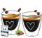 ElbFuchs® Tasse double paroi espresso [2x 80ml] IDÉE CADEAU avec COEUR | Tasse espresso transparente | Verre double paroi | Tasse à café original | Tasses à expresso double paroi