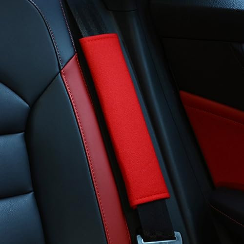 2 Stück Premium Gurtpolster für Cupra Ateca/Born/Formentor/Leon/TCR/E-TCR, Smart Klettverschluss Gurtpolster, Gurtschoner Nackenstütze,- Red