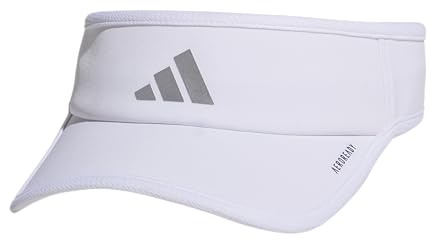 adidas Women's Superlite Visor – Lightweight Moisture-Wicking Running Tennis Hat, White/Silver Metallic/3, OSFA