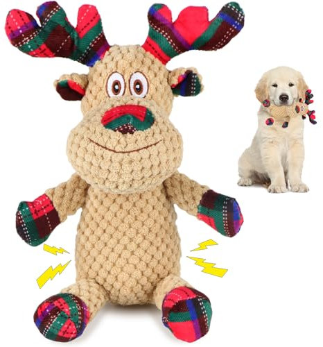 Hundespielzeug Weihnachten Geschenke für Kleine Große Hunde – Plüsch Welpenspielzeug, interaktives Hundespielzeug quietschend als langlebiges Kauspielzeug und Hunde spielzeug gegen Langeweile.