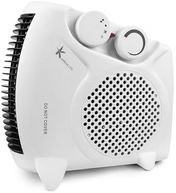 Fan Heater, 2 Heat Setting Adjustable Thermostat Portable and Compact Heater can use Upright or Flat Ideal For Small Rooms -Heater 2000W/2KW