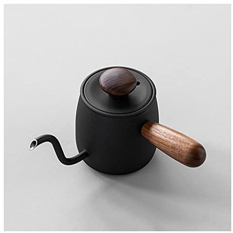 WAOCEO Kaffeekanne Kaffeekanne, Edelstahl, Handtopf, lose Mini-Kaffeekessel, Filter, Tropfkessel, Kaffeemaschine, Latte-Herdbehälter, 350 ml für Zuhause, Küche (Color : Schwarz)