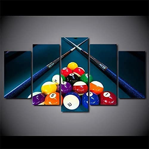 5-Teiliges Modernes Leinwandbild Auf Leinwand, Wandkunst Billard, Billard Moderne Dekoration Bilder Wohnkultur Wand Leinwand Für Wohnzimmer Schlafzimmer Esszimmer Büro 150×100 Cm -3J8Y+T9F