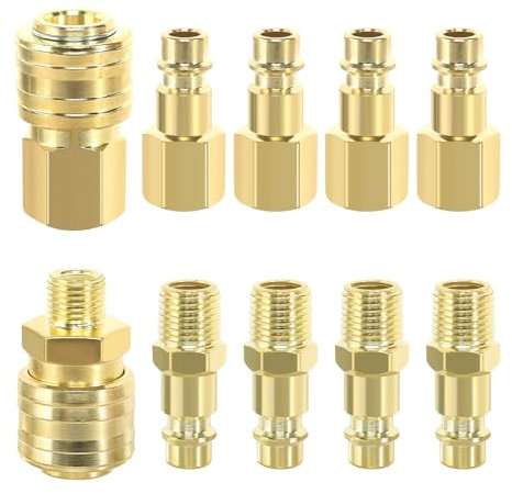 10 Pièces Raccord Rapide Air Comprimé 1/4 BSP Raccord de Compresseur Raccord Pneumatique Rapide de Compresseur Accessoires Compresseur d'Air pour les Outils Pneumatiques les Compresseurs d'Air