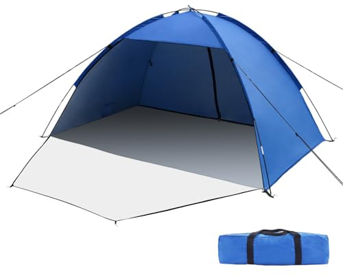 Beach Tent, Portable Beach Camping Tent for 1-3 Person Anti-UV 50+ Sun Shelter Tent with Extended Zippered Porch for Family Kids Baby Outdoor Picnic,Beach, Garden, Camping, Fishing