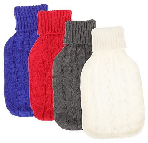 FRCOLOR 4pezzi Borsa Per Acqua Calda in Maglia Fodera Riutilizzabile Per Uso Domestico Accessori Per Esterni Portatile e Facile Da Pulire