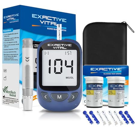 Lvozize Medidor de Glucosa en Sangre (mg/dl), 50 x Tiras Kit Prueba Glucosa en Sangre y 500 Memorias, 50 tiras reactivas + 50 lancetas, Generación Rápida de Valores