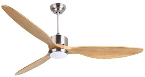 Ovlaim 165 CM Ventilateur de plafond intelligent en bois massif à 3 pales