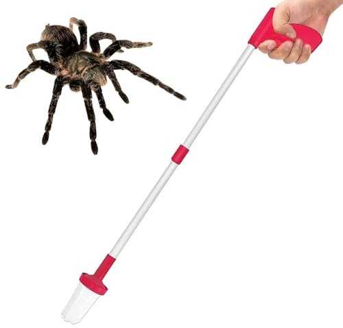 Moreeulsi 83x14cm Spinnenfänger Mit Langem Griff, Spinnenfänger-Handfalle, Berührungsloser Spinnengreifer, Zum Sicheren Fangen Und Entfernen Von Spinnen, Großer Spinnen-Insektenfänger, Rot