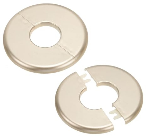 PATIKIL Plaque d'Écussons Auto-Adhésive Ronde 1.36/34.5mm, 2pcs Couverture Murale en ABS pour Tuyau d'Eau, Cache Mitigeur Douche Boucles Rosace Robinet Chauffage Plomberie, Doré