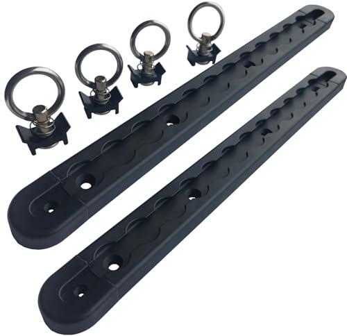MACHSWON Juego de amarre de riel en L resistente, 4 accesorios de junta tórica de un solo perno y 2 rieles en L de 1 pie con tapas de extremo, sistema versátil de amarre de remolque para remolques y