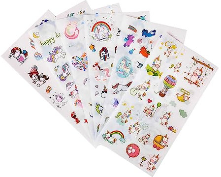 BESTonZON 6sheets Theme Stickers for Scrapbooking Self-Adhesive Decorative Stickers for Journals Diaries and Crafts Cute Cartoon Designs for Projects and Home Decor