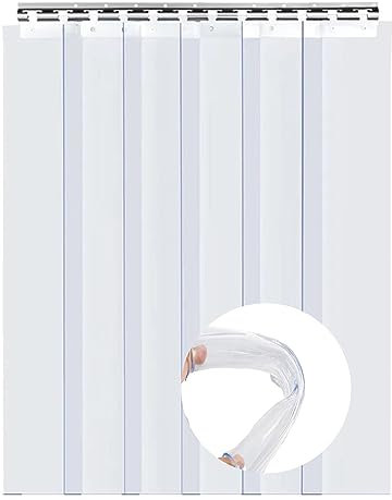 PVC-Streifenvorhang, PVC-Türvorhang mit glatten Kunststoffstreifen, Türvorhang mit Kunststoffstreifen, durchsichtige PVC-Vorhangstreifen, wind- und staubdichter Trennvorhang(265x90cm)