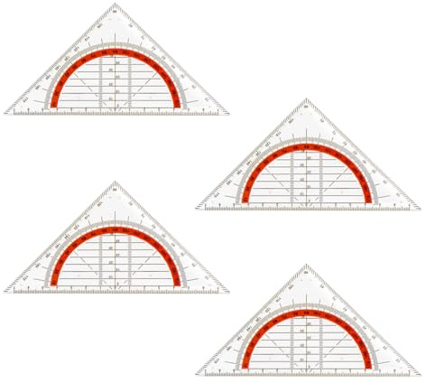 OUDQFCJ Geometrie Dreieck, 4 Stück Geodreieck aus Kunststof Flexibles Geodreieck Geodreieck zum Kreise Zeichnen, Geeignet für Studenten Büro Designer Malerei