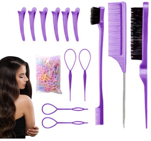 Juego De Peines,Cepillo Para Cardar - Kit De Peines Portátiles Para Mujeres Y Niñas Para Estilizar Diario Partir Y Trenzar