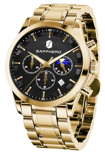 BENYAR BY Herrenuhr Uhren Herren Wasserdicht Herrenuhren Chronograph männer Armbanduhr für Herren Gold/Silber/Blau/Schwarz Eleganz Lederarmband/Edelstahl Quarz Geburtstags/Weihnachts