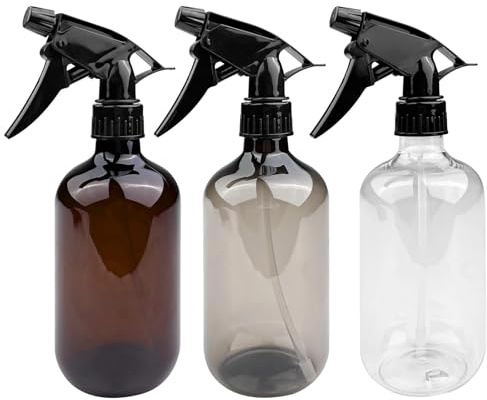Pryzmax 3 Stück Sprühflasche, Spritzflasche, Zerstäuber Sprühflasche, Wassersprühflasche, Befüllen, Transparent für Hausreinigung, Garten, Pflanzen(500ml)