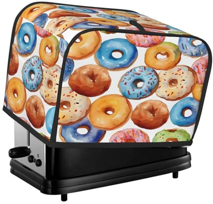 Mexpekil Aquarell-Donut-Muster, Toaster-Abdeckung, 2 Scheiben, Brotbackmaschine, wasserdicht, Küche, kleines Gerät, staubdichte Abdeckungen, Toaster-Ofenschutz, Frauengeschenk