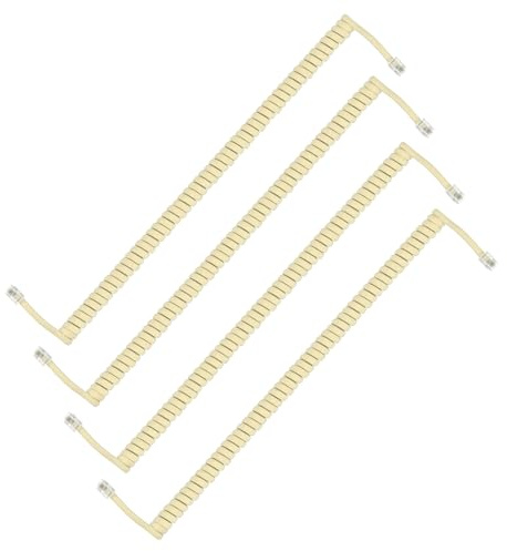 PATIKIL 4 Pack Phone Cord for Landline, 6.6 Feet(Coiled 1.3 Feet) RJ9/RJ10 4P4C Landline Handset Cord Universal Telephone Phone Cable for Telephone Handset Accessory, Beige
