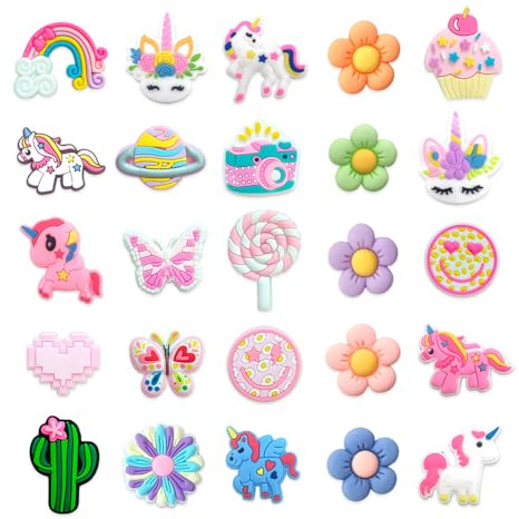 YZROHYI 25 Pezzi Charm per Crocs,Decorazione Scarpe Bambini,Accessori per Scarpes,Shoe Charms per Scarpe Dei Cartoni Animati,Ciondoli Per Crocs,Spille da Scarpa,Ciondoli per Scarpes per Zoccoli
