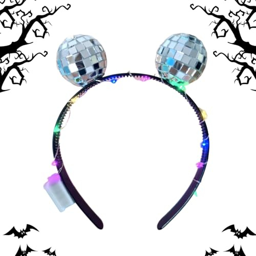 Générique Serre-Têtes à Boule Disco pour les Femmes | Bandeaux Disco Lumineux Vintage Drôles,Accessoires LED pour Cheveux Fêtes dansant Cosplay Noël Anniversaire