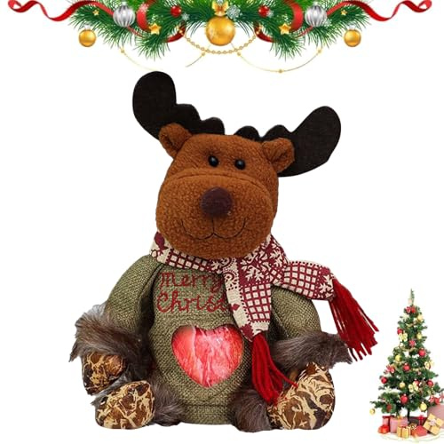 Weihnachtstüten mit Reißverschluss, Stoff Geschenktüten Weihnachten mit 3D Puppen-Dekoration, Wiederverwendbare Geschenkbeutel für Süßigkeiten Kekse Snacks Adventskalender Befüllen