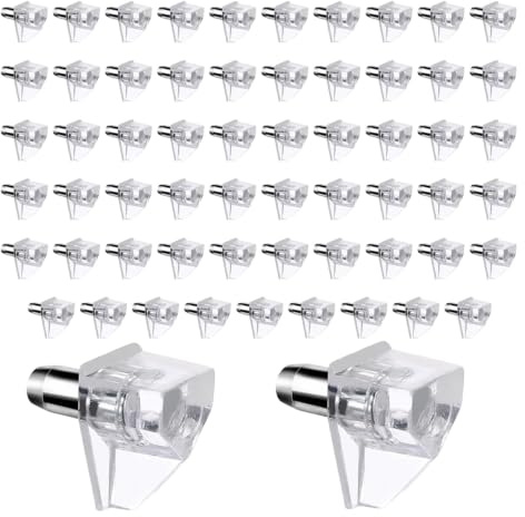 60 Stück Einlegeboden Halter 5mm – Transparente Regalbodenträger Aus Kunststoff Mit Stahlstift – Bodenträger Regal Pins Für Schrank, Bücherregal, Vitrine, Küchenschrank Und Möbel