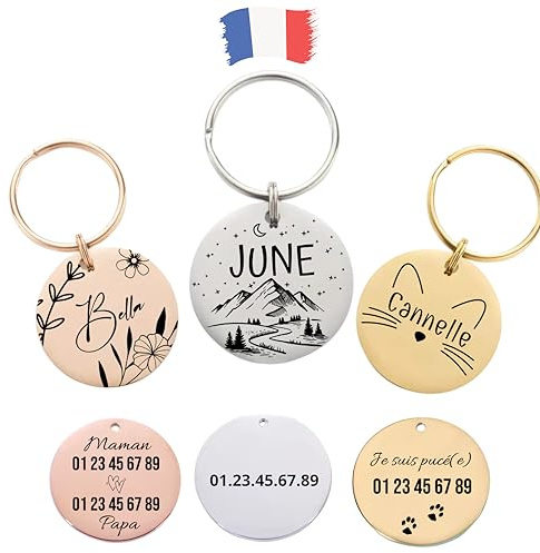 Médaille pour Chien et Chat Personnalisée – Gravure Laser Durable – Acier Inoxydable – Accessoire d’Identification Personnalisé
