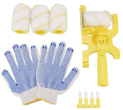 NIZEAMI 11Pcs Paint Roller Brush Set Multifunctional Hand-Held Clean-Cut Paint Edger Roller Brush Portable Home Improvement Tool