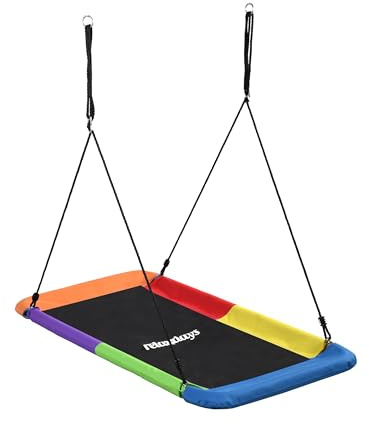 Relaxdays Altalena a Nido Quadrata Multicolore per Bambini e Adulti, 150 kg, Outdoor, 150x80x165 cm