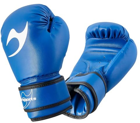 Ju-Sports Boxhandschuhe Kinder - blau I Boxhandschuhe mit geformtem Schaumstoffteil Für Sandsack- & leichtes Box Training I Mit Belüftung der Hand I Größe 4 oz.