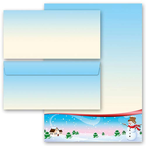 Briefpapier Set, 20 tlg. Jahreszeiten - Winter, VIER JAHRESZEITEN - WINTER 10 Blatt Briefpapier + 10 passende Briefumschläge DIN LANG ohne Fenster | Paper-Media