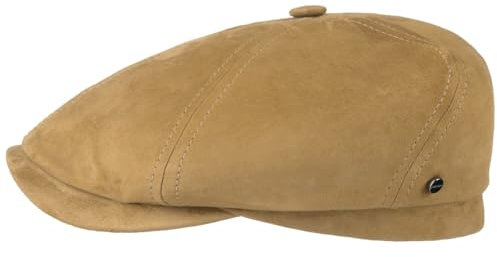 Stetson Brooklin Flat Cap Unifarbene Mütze aus Ziegenleder Baumwollfutter Made in Germany Herren Ganzjährig beige 58 cm