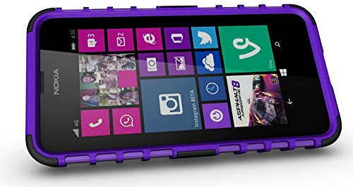 London Gadget Store Compatible with HTC Desire 510 / A11 Shock Proof Dual Layer Hybrid Armour Hard Silicone Skin Case Cover Integrated KickStand with Screen Protector - Purple