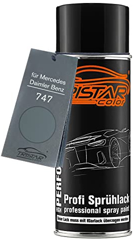 TRISTARcolor Autolack Spraydose für Mercedes 747 Perlitgrau Metallic | für Mercedes / Daimler Benz, Granite Grey Metallic, Basislack, Sprühdose 400ml