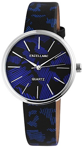 Excellanc analogico al quarzo orologio da polso da donna con nero blu gemustertem quadrante e bracciale – 195021100238, Farbe4