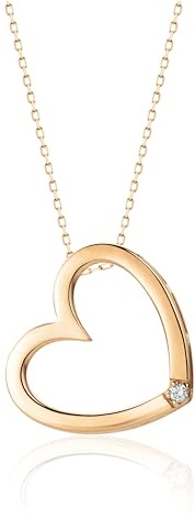 MIORE Herz Kette Damen aus 9 karat Weißgold- Gelbgold- Rotgold Halskette und Herz Anhänger mit Diamant Brillant- Goldkette 45cm -Schmuckschachtel zum Verschenken