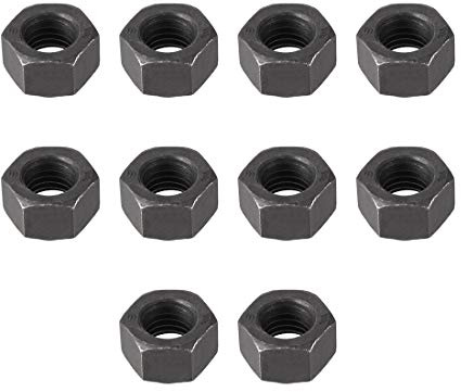 sourcing map 10 Stück Sechskantmuttern M10x1,5 mm Muttern mit metrischem Grobgewinde Kohlenstoffstahl Schwarz