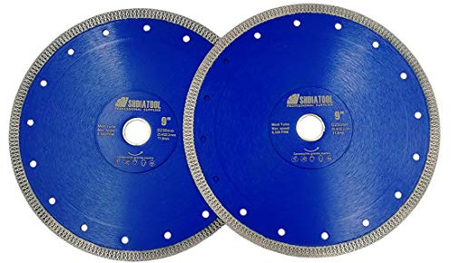 SHDIATOOL Disco da taglio diamantato 2 pezzi, 230 mm, lama per sega turbo per piastrelle, marmo, ceramica, porcellana