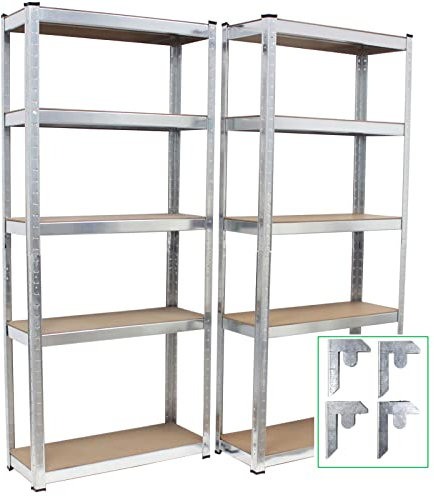 TRUTZHOLM Schwerlastregal 2er Set Steckregal 170x75x30cm bis 375 kg belastbar Lagerregal 5 verstellbare Ablagen Kellerregal Metallregal Regal Garagenregal Aktenregal