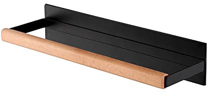 KES Magnetic Kitchen Roll Holder, Black Kitchen Paper Towel Holder for Refrigerator, Metal & Wood Tissue Holder, KPH502MA-BK