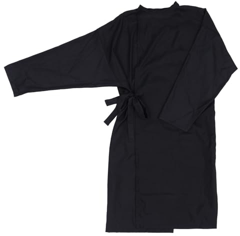 Minkissy Friseur Mantel FüR MäNner Schwarzer Salon-Bademantel, Kittel FüR Kunden, Wasserdicht, Friseurmantel, Salonumhang, Spa-Massagemantel, Polyester-Schutz FüR Damen, Friseur